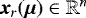$\bm{x}_r(\bm{\mu}) \in \mathbb{R}^n$