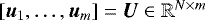 $[\bm{u}_1,\ldots,\bm{u}_m] = \bm{U} \in \mathbb{R}^{N\times m}$