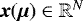 $\bm{x}(\bm{\mu}) \in \mathbb{R}^N$