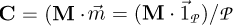 $\mathbf{C} = (\mathbf{M} \cdot \mathbf{M}^T - \cal{P} ^{\rightarrow}{m} \otimes ^{\rightarrow}{m}) / K$