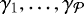 $\gamma_1, \ldots, \gamma_{\cal{P}}$