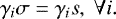 \begin{equation*} \gamma_i \sigma = \gamma_i s, \; \forall i.\end{equation*}