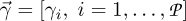 $^{\rightarrow}{\gamma} = [\gamma_i, \; i=1, \ldots, \cal{P}]$