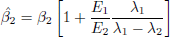 $$ \begin{aligned} \hat{\beta _2}&= \beta _2\left[1+\frac{E_1}{E_2}\frac{\lambda _1}{\lambda _1-\lambda _2}\right] \end{aligned} $$