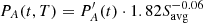 $$ \begin{aligned} P_A(t,T)=P^{\prime }_A(t)\cdot 1.82S_{\rm avg}^{-0.06} \end{aligned} $$