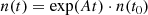 $$ \begin{aligned} n(t)=\exp (A t)\cdot n(t_0) \end{aligned} $$
