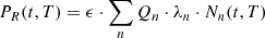 $$ \begin{aligned} P_R(t,T)= \epsilon \cdot \sum _n Q_n\cdot \lambda _n\cdot N_n(t,T) \end{aligned} $$