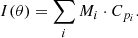 $$ \begin{aligned} I(\theta )=\sum _i M_i\cdot C_{p_i}. \end{aligned} $$