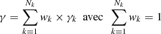 $$ \gamma =\mathop \sum \limits _{k=1}^{N_{k} } w_{k} \times \gamma _{k}\ \ {\mathrm {avec}}\ \ \mathop \sum \limits _{k=1}^{N_{k} } w_{k} =1 $$