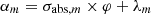 $$ \alpha _{m} =\sigma _{{\mathrm {abs}},m} \times \varphi +\lambda _{m} $$