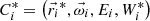$ {C}_{i}^{\ast}=\left( \vec{r_{i}}^{\ast},\vec{\omega_{i}},E_{i},W_{i}^{\ast} \right) $