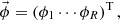 $$ \vec {\phi } =\left (\phi _{1} \cdots \phi _{R} \right )^{{\textrm {T}}}, $$