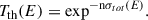 Mathematical equation: $$ \begin{aligned} T_{\rm th} (E)= \mathrm{exp}^{\mathrm{-n} \sigma _{tot} (E)}. \end{aligned} $$