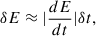 Mathematical equation: $$ \begin{aligned} \delta E \approx |\frac{dE}{dt}| \delta t, \end{aligned} $$
