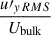 Mathematical equation: $ \frac{u\prime_{yRMS}}{U_{\mathrm{bulk}}} $