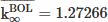 Mathematical equation: $ \overline{\mathrm{k}_\infty^{\mathrm{BOL}}}=1.27266 $