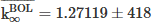 Mathematical equation: $ \overline{\mathrm{k}_\infty^{\mathrm{BOL}}}=1.27119 \pm 418 $