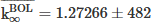 Mathematical equation: $ \overline{\mathrm{k}_\infty^{\mathrm{BOL}}}=1.27266 \pm 482 $