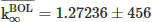 Mathematical equation: $ \overline{\mathrm{k}_\infty^{\mathrm{BOL}}}=1.27236 \pm 456 $