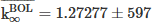 Mathematical equation: $ \overline{\mathrm{k}_\infty^{\mathrm{BOL}}}=1.27277 \pm 597 $