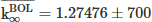 Mathematical equation: $ \overline{\mathrm{k}_\infty^{\mathrm{BOL}}}=1.27476 \pm 700 $